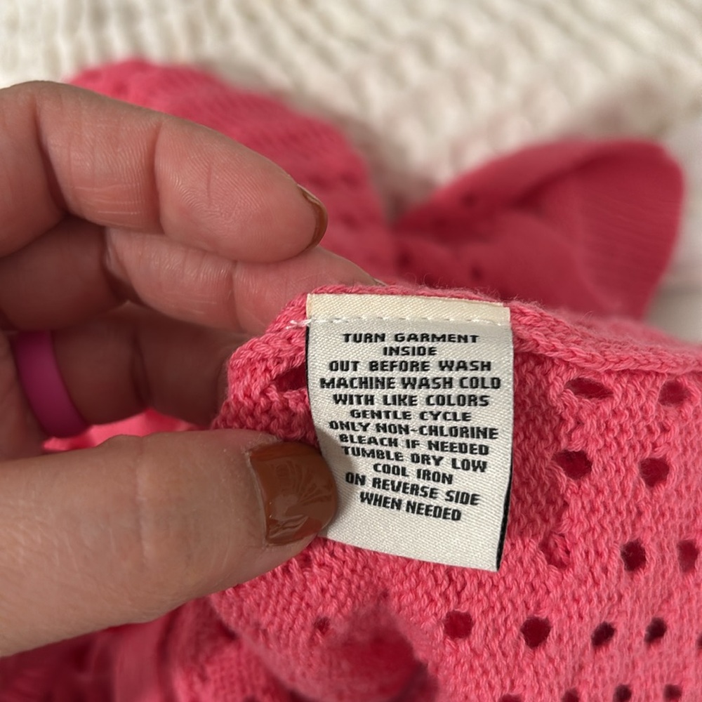 C&C California Tie Front Cardigan Pink Lemonade Size Large 100% Cotton - Picture 8 of 8